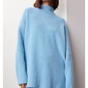 Elegant Sky Blue Turtleneck Sweater
